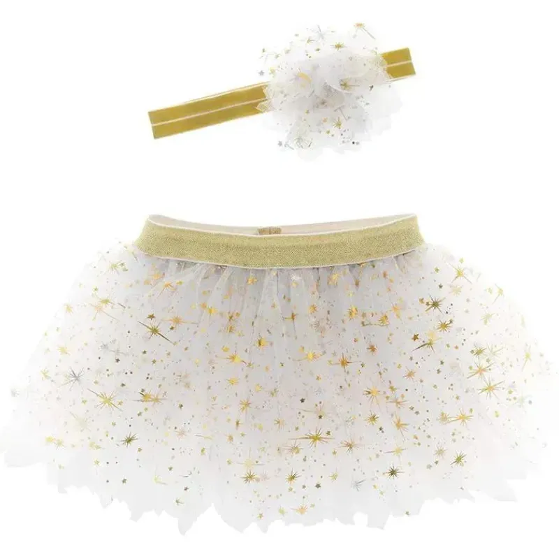 Stephen Joseph Dresses|Baby Dresses & Skirts*- Baby Girls Tutu & Head Band Set, Golden Pearl