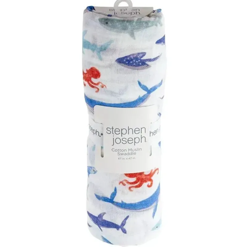Stephen Joseph Blankets & Quilts*- Muslin Blankets, Shark