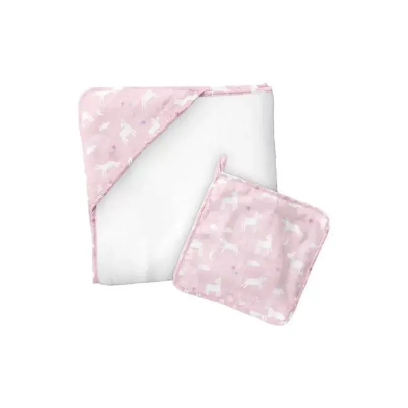 Stephen Joseph Baby Bath Towels*- Muslin Hooded Towel With Washcloth, Unicorn