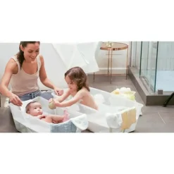 Stokke Bath Tubs & Seats*® - Flexi Bath® | Foldable Baby Bath Tub Bundle, Ocean Blue