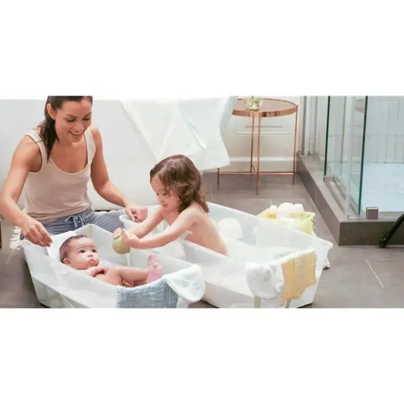 Stokke Bath Tubs & Seats*® - Flexi Bath® | Foldable Baby Bath Tub Bundle, Ocean Blue