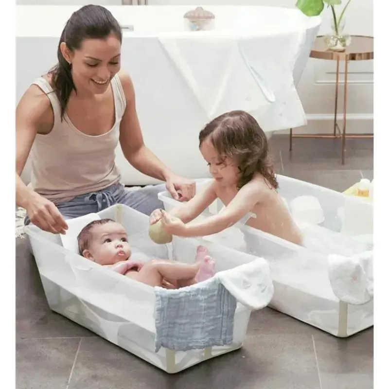 Stokke Bath Tubs & Seats*® - Flexi Bath® | Foldable Baby Bath Tub Bundle, Ocean Blue