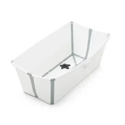 Stokke Bath Tubs & Seats*- Flexi Bath Bundle Folding Baby Bathtub with Newborn Support, White/Grey