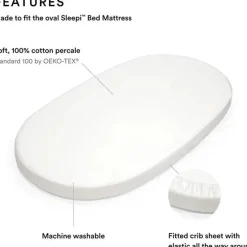 Stokke Crib & Bed Sheets*- Sleepi Fitted Sheet, White
