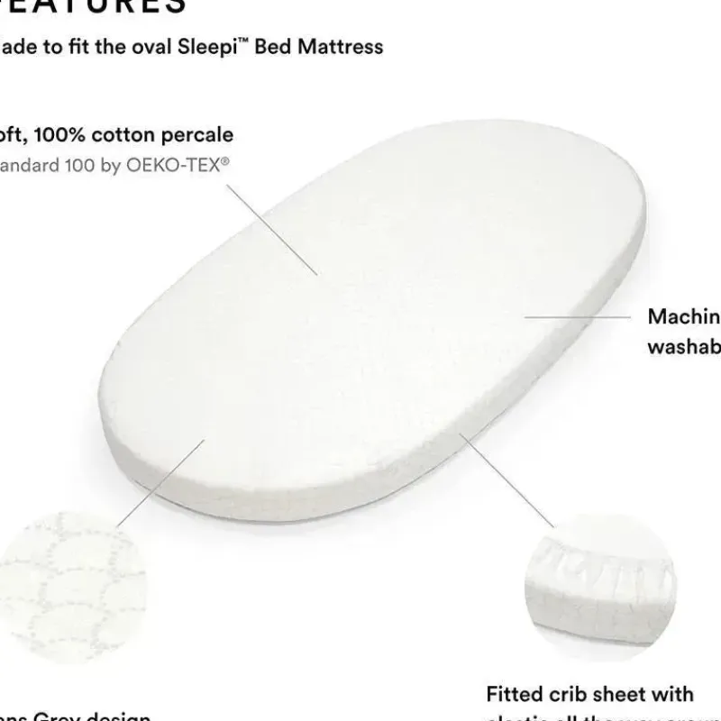 Stokke Crib & Bed Sheets*- Sleepi Fitted Sheet, Fans Grey