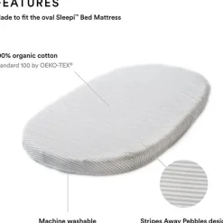 Stokke Crib & Bed Sheets*- Sleepi Fitted Sheet by Pehr, Stripes Away Pebbles