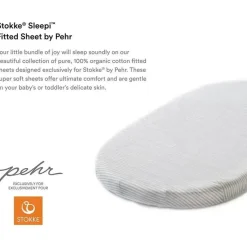 Stokke Crib & Bed Sheets*- Sleepi Fitted Sheet by Pehr, Stripes Away Pebbles