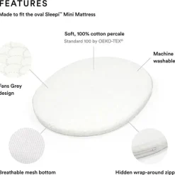 Stokke Crib & Bed Sheets*- Sleepi Mini Fitted Sheet, Fans Grey