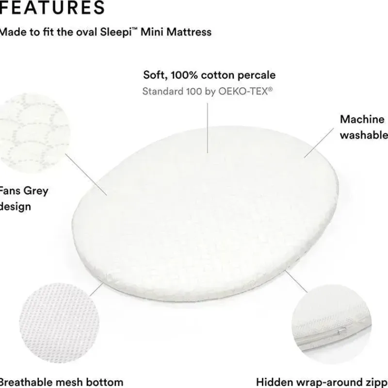 Stokke Crib & Bed Sheets*- Sleepi Mini Fitted Sheet, Fans Grey