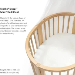 Stokke Crib & Bed Sheets*- Sleepi Mini Fitted Sheet, Fans Grey
