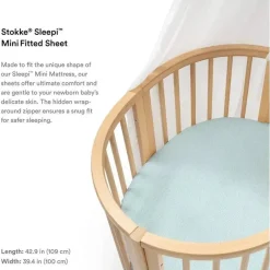 Stokke Crib & Bed Sheets*- Sleepi Mini Fitted Sheet, Dots Sage