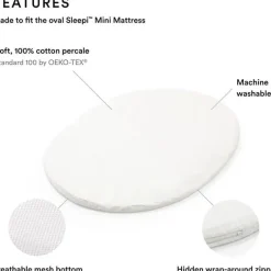 Stokke Crib & Bed Sheets*- Sleepi Mini Fitted Sheet V3, White