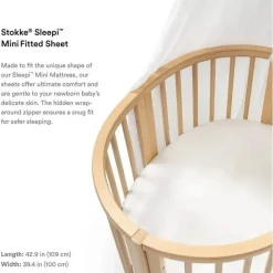 Stokke Crib & Bed Sheets*- Sleepi Mini Fitted Sheet V3, White