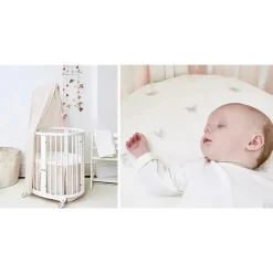 Stokke Crib & Bed Sheets*- Sleepi Mini Fitted Sheet 80 Cm, Stork