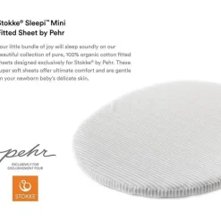 Stokke Crib & Bed Sheets*- Sleepi Mini Fitted Sheet by Pehr, Stripes Away Pebbles