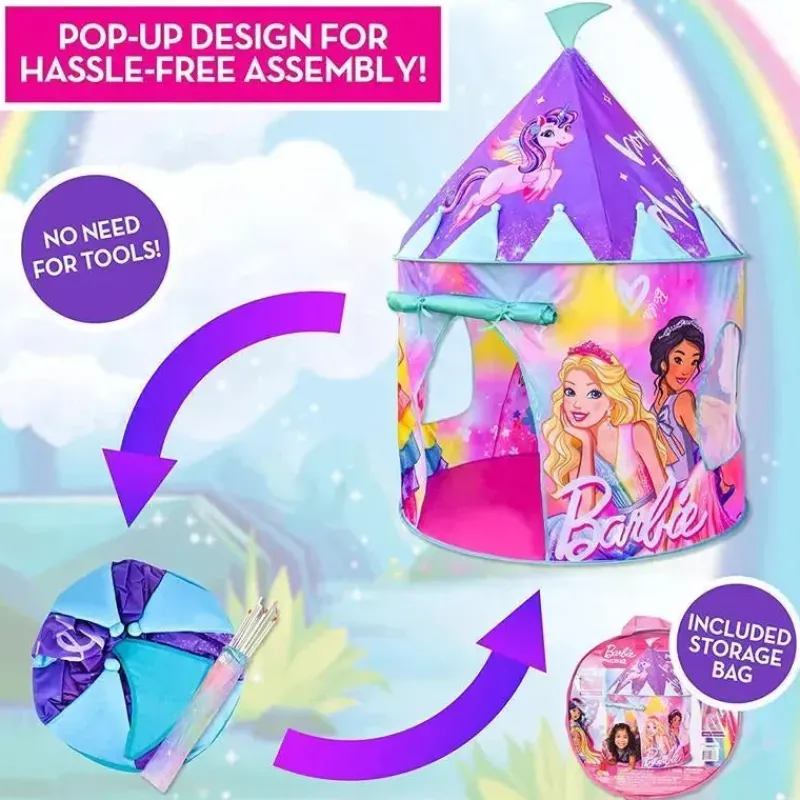 Sunny Days Entertainment,LLC Barbie*Sunny Days - Barbie Pop Up Castle Dreamtopia Pink Princess Play Tent