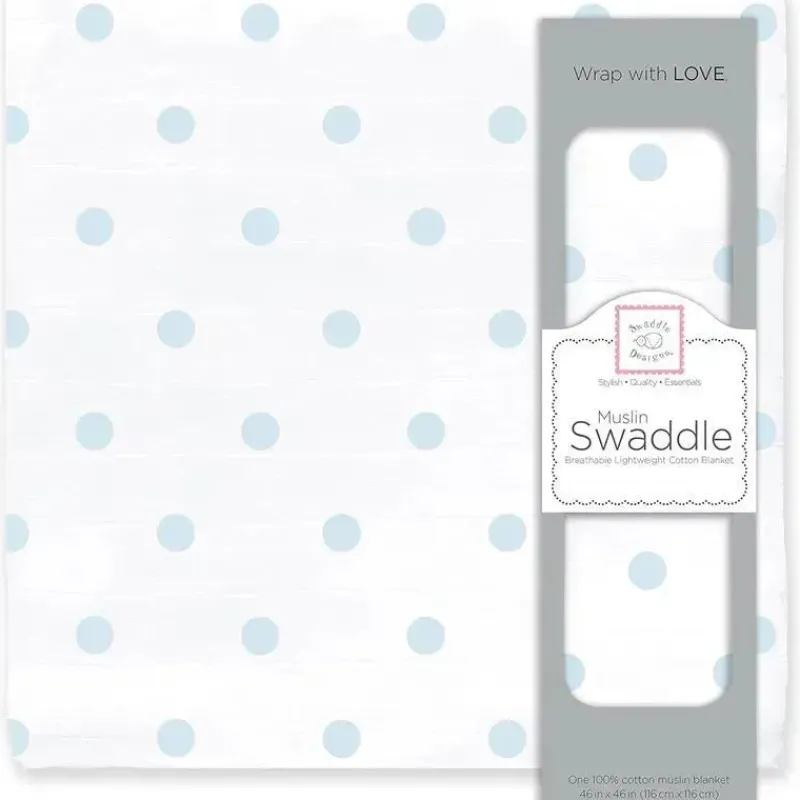 Swaddle Designs Swaddles & Wearable Blankets*- Blue French Dots Muslin Swaddle Blanket