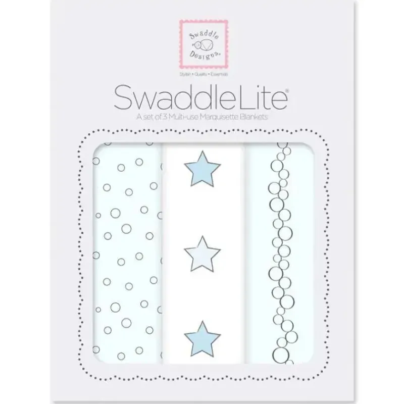 Swaddle Designs Swaddles & Wearable Blankets*- 3Pk Bubble Dots, Stars, Champagne Marquisette Swaddles