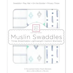 Swaddle Designs Swaddles & Wearable Blankets*- 3Pk Muslin Swaddle Blankets, Indigo Denim