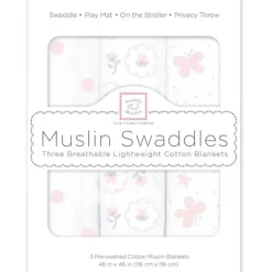 Swaddle Designs Swaddles & Wearable Blankets*- 3Pk Muslin Swaddle Blankets, Butterflies & Posies
