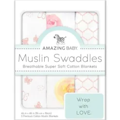 Swaddle Designs Swaddles & Wearable Blankets*- 3Pk Muslin Swaddle Blankets, Watercolor Roses