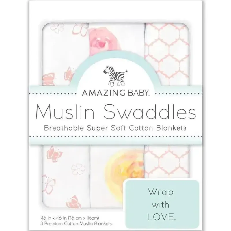 Swaddle Designs Swaddles & Wearable Blankets*- 3Pk Muslin Swaddle Blankets, Watercolor Roses