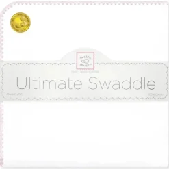 Swaddle Designs Swaddles & Wearable Blankets*- Ultimate Swaddle Blanket, White With Pastel Pink Trim