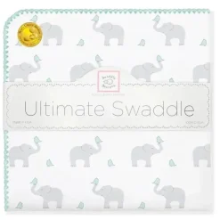 Swaddle Designs Swaddles & Wearable Blankets*- Ultimate Swaddle Blanket, Elephant & Chickies, Seacrystal