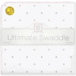 Swaddle Designs Swaddles & Wearable Blankets*- Ultimate Swaddle Blanket, Pastel Pink & Sterling Dots