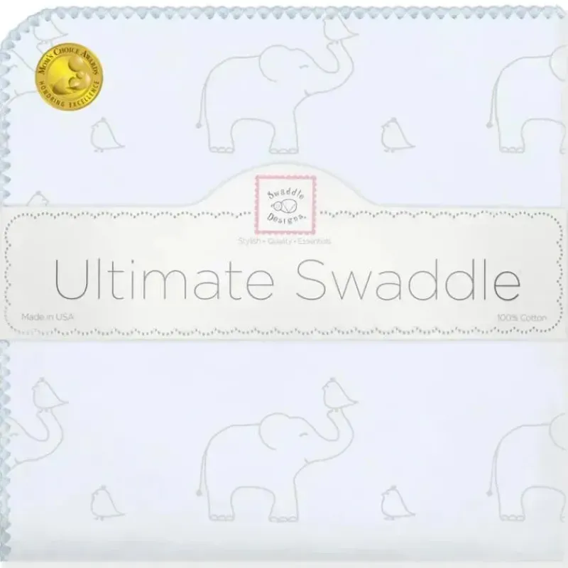 Swaddle Designs Swaddles & Wearable Blankets*- Ultimate Swaddle Blanket, Sterling Deco Elephants, Blue