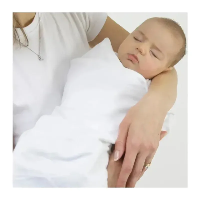 Swaddle Designs Swaddles & Wearable Blankets*- Ultimate Swaddle Blanket, White With Pastel Blue Trim