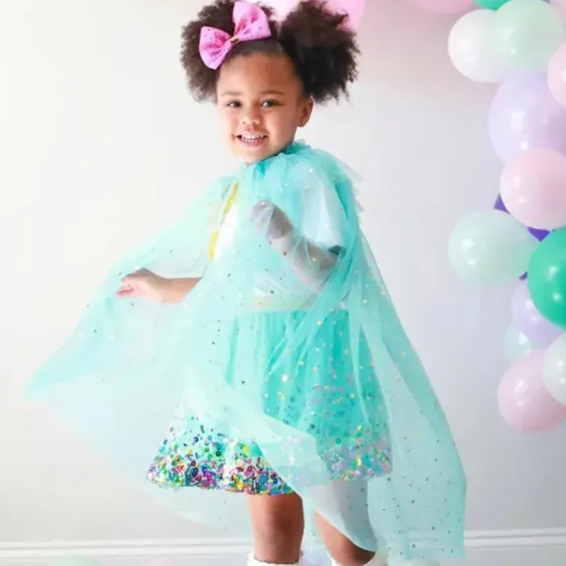 Sweet Wink Baby Coats, Sweaters & Jackets*- Aqua Star Cape Kids Dress Up