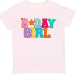Sweet Wink Baby Tops*- Birthday Girl Patch T-Shirt Kids Short Sleeve Shirt