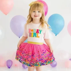 Sweet Wink Baby Tops*- Birthday Girl Patch T-Shirt Kids Short Sleeve Shirt