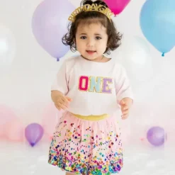 Sweet Wink Baby Tops|Birthday Party*- First Birthday Patch Short Sleeve T-Shirt Kids Birthday