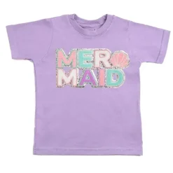 Sweet Wink Baby Tops*- Kids Mermaid Patch Short Sleeve T-Shirt