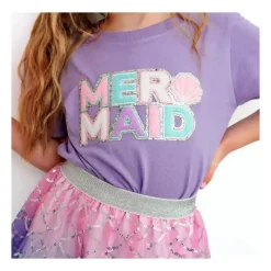 Sweet Wink Baby Tops*- Kids Mermaid Patch Short Sleeve T-Shirt