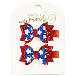 Sweet Wink Baby Hair Accessories*- Kids 4Th Of July Hair Clips Flag Bow Clip Set