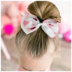 Sweet Wink Baby Hair Accessories*- Kids Valentine's Day Glitter Heart Tulle Bow Clip