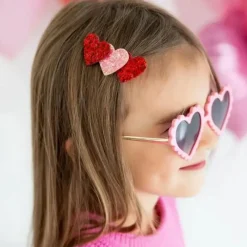 Sweet Wink Baby Hair Accessories*- Pink And Red Glitter Hearts Clip
