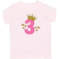 Sweet Wink Disney Princess|Birthday Party*- 3Rd Birthday Girl Princess Short Sleeve Shirt