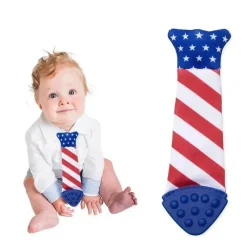 Tasty Tie Toys For 0-12 Months|Gift For Baby*- Teething Bib Tie, USA Flag