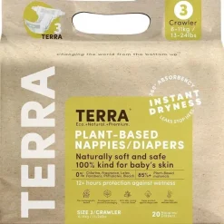 Terra Baby Organic|Diaper Pails & Refills*Terra - 20Ct 85% Plant-Based Diapers, Size 3