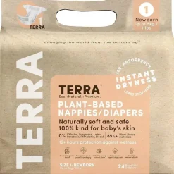 Terra Baby Organic|Diaper Pails & Refills*Terra - 24Ct Newborn Diapers 85% Plant-Based, Size 1