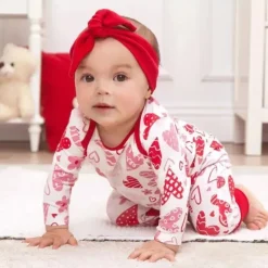 Tesa Babe Baby Sleepwear*- Baby Girl's Valentine Hearts Bamboo Romper