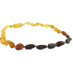 The Amber Monkey Amber Necklaces*12-13 Inch Necklace, Raw Rainbow Bean Pop