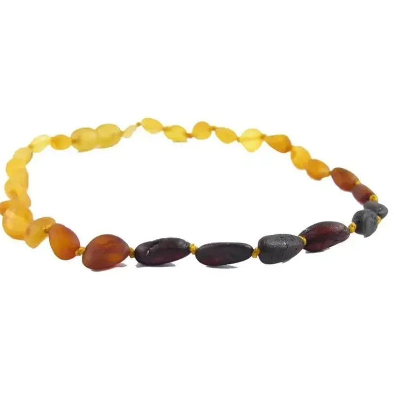 The Amber Monkey Amber Necklaces*12-13 Inch Necklace, Raw Rainbow Bean Pop