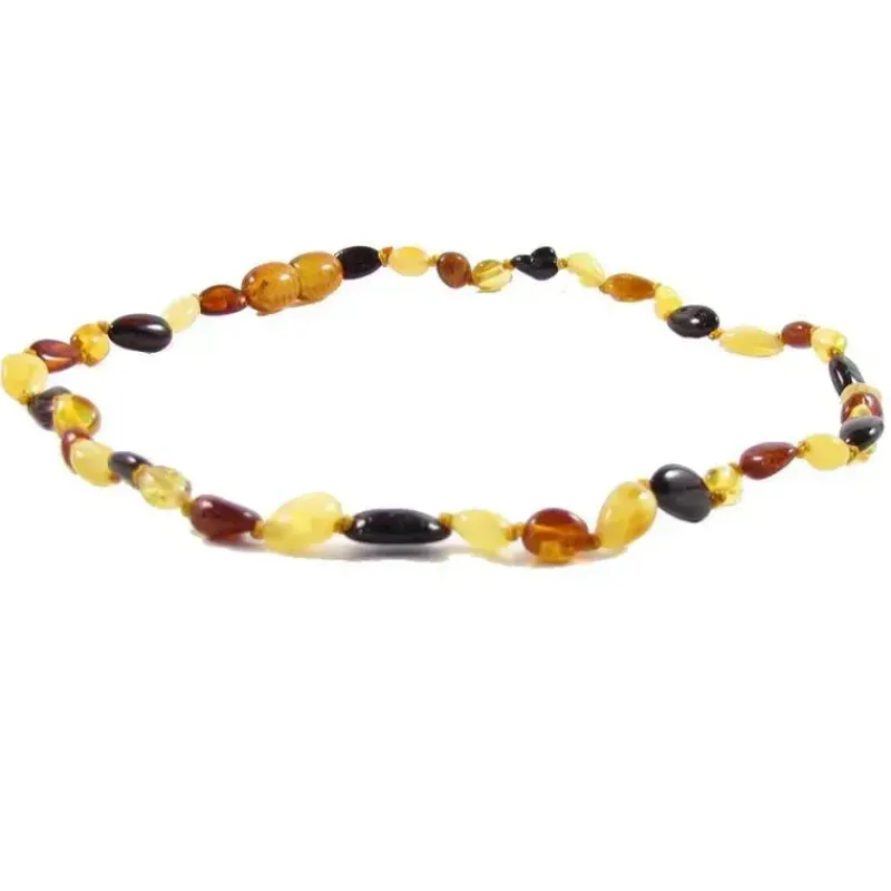 The Amber Monkey Amber Necklaces*- Polished Baltic Amber 12-13 inch Necklace, Multi Bean POP