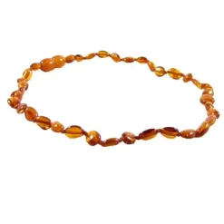 Amber Monkey Amber Necklaces*The - Polished Baltic Amber 12-13 inch Necklace, Cognac Bean POP