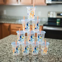 The First Years Straw, Sippy & Training Cups|Dishes, Utensils & Food Containers*- Bluey Take & Toss Straw Cup, 4Pk